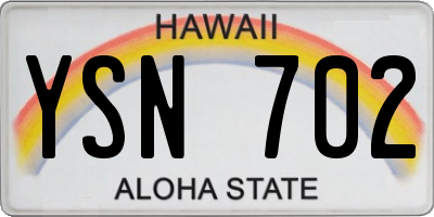 HI license plate YSN702