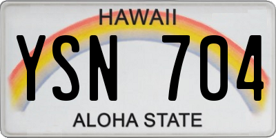 HI license plate YSN704