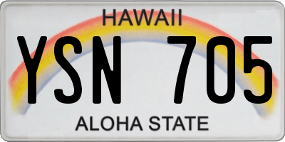 HI license plate YSN705
