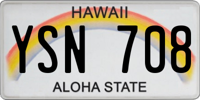 HI license plate YSN708