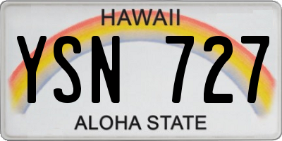 HI license plate YSN727