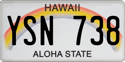 HI license plate YSN738