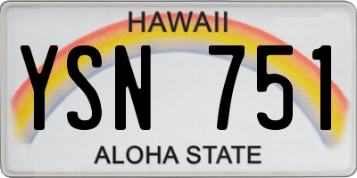 HI license plate YSN751