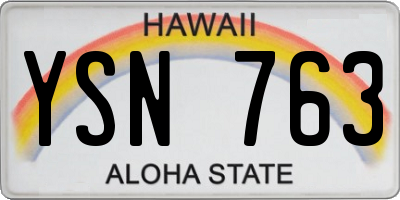HI license plate YSN763