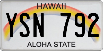HI license plate YSN792