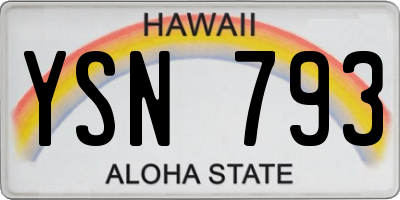 HI license plate YSN793