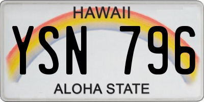 HI license plate YSN796
