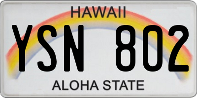 HI license plate YSN802