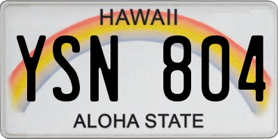 HI license plate YSN804