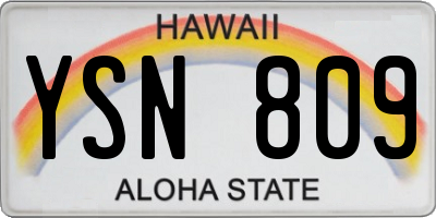 HI license plate YSN809