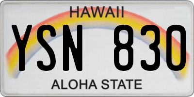 HI license plate YSN830