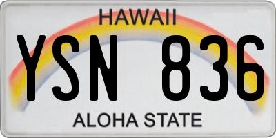 HI license plate YSN836