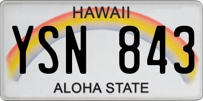 HI license plate YSN843