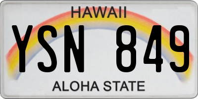 HI license plate YSN849