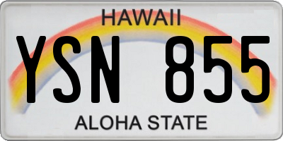 HI license plate YSN855