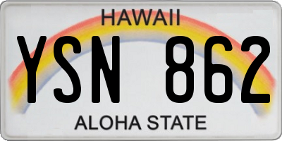 HI license plate YSN862