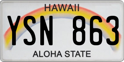 HI license plate YSN863