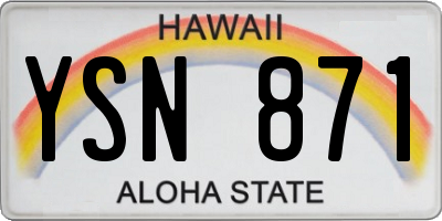 HI license plate YSN871