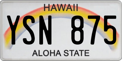 HI license plate YSN875