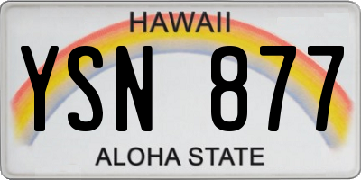 HI license plate YSN877