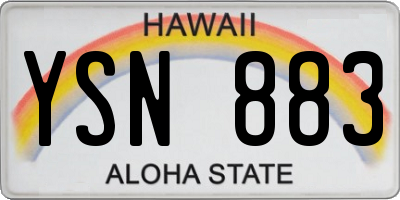HI license plate YSN883