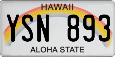 HI license plate YSN893