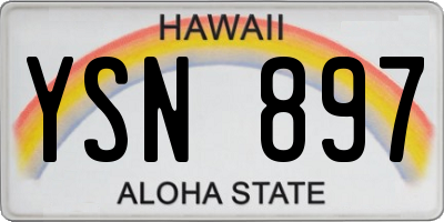 HI license plate YSN897