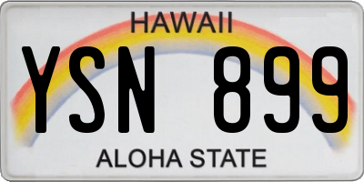 HI license plate YSN899
