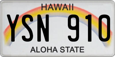 HI license plate YSN910