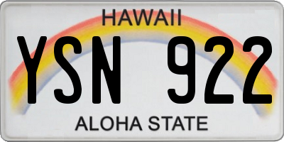 HI license plate YSN922