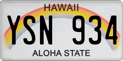 HI license plate YSN934