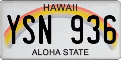HI license plate YSN936