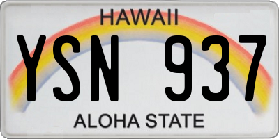 HI license plate YSN937