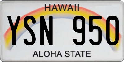 HI license plate YSN950