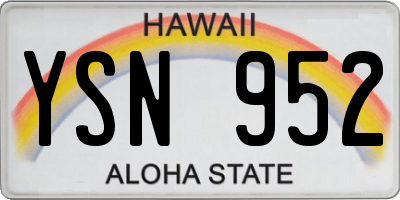 HI license plate YSN952