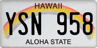 HI license plate YSN958