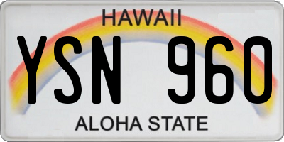 HI license plate YSN960