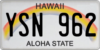 HI license plate YSN962