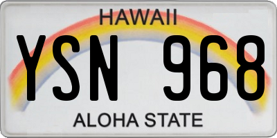 HI license plate YSN968