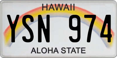 HI license plate YSN974