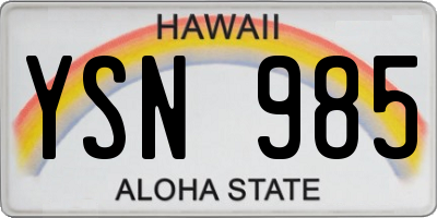 HI license plate YSN985