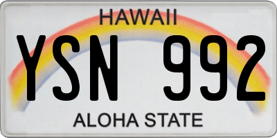 HI license plate YSN992