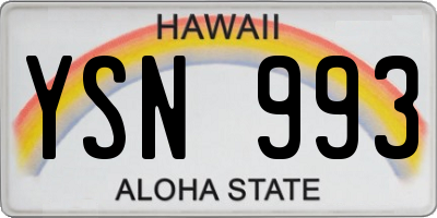 HI license plate YSN993