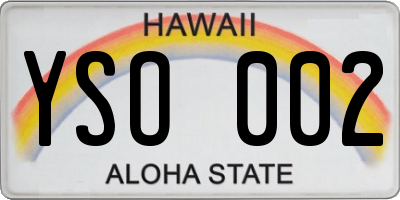 HI license plate YSO002