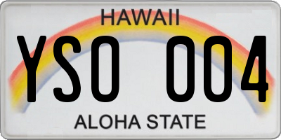 HI license plate YSO004