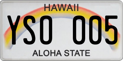 HI license plate YSO005