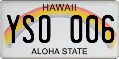 HI license plate YSO006