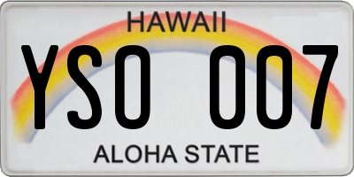 HI license plate YSO007