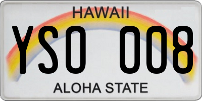 HI license plate YSO008