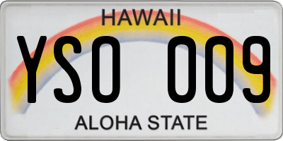 HI license plate YSO009